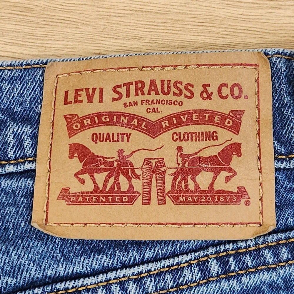 Levis Ribcage Straight Jeans‎ Womens 28x27 Medium Wash High Rise Stretch Denim